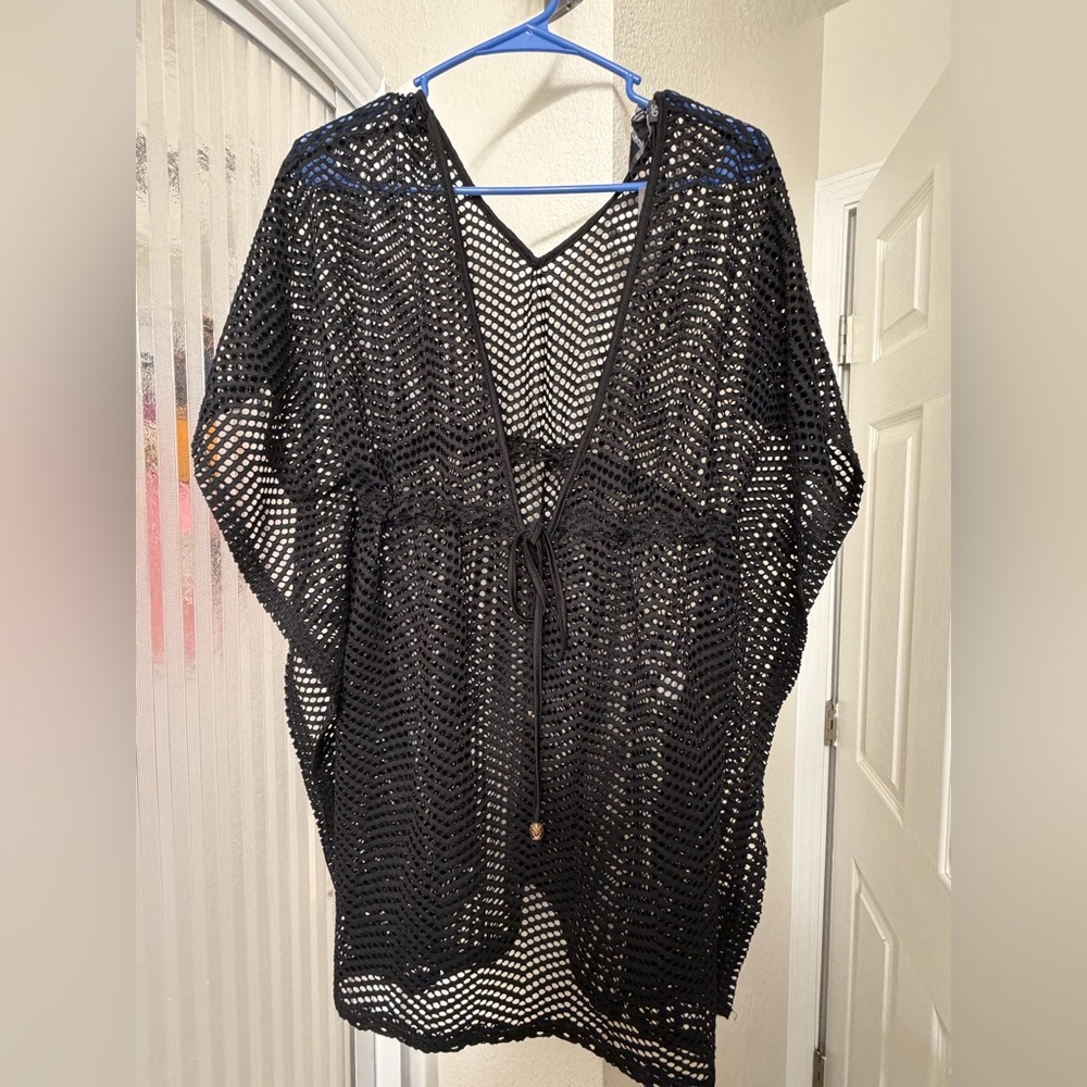 Chic Black Crochet Swim Cover-Up